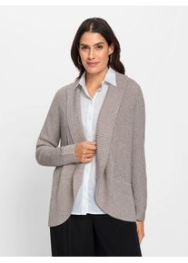 Inspirationen Damen Strickjacke, grau, Gr. 40, unifarben, 50% Baumwolle, 50% Polyacryl, Strickjacken