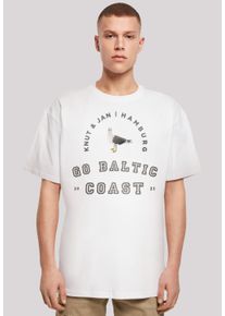 F4NT4STIC Herren T-Shirt "Möwe Knut & Jan Hamburg", weiß, casual, Gr. S, Obermaterial: 100% Baumwolle, Shirts, Print
