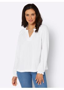 Inspirationen Damen Schlupfbluse, beige, Gr. 40, unifarben, 100% Baumwolle, Blusen