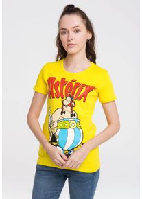 logoshirt Damen T-Shirt "Asterix der Gallier", gelb, casual, Gr. XXL, bedruckt, 100% Baumwolle, Shirts, mit lizenziertem Originaldesign