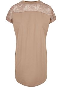 Urban Classics Damen Shirtkleid "Urban Classics Damen Ladies Lace Tee Dress", grau, klassisch, Gr. XS, unifarben, 95% Baumwolle, 5% Elasthan, Kleider