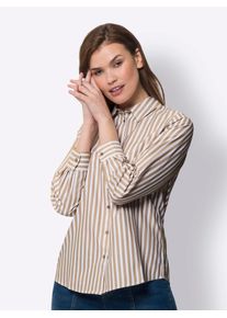 Heine Damen Hemdbluse, gelb, Gr. 34, gemustert, gestreift, mehrfarbig, 100% Baumwolle, Blusen