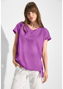 Cecil Damen Kurzarmbluse, lila, casual, Gr. S, unifarben, Stoff, 100% Viskose, Blusen, aus softer Viskose