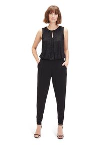 Vera Mont Damen Overall "Vera Mont Jumpsuit im Glitzer-Look", schwarz, elegant, Gr. 42, Chiffon, Jersey, Obermaterial: 95% Polyester, 5% Elasthan.