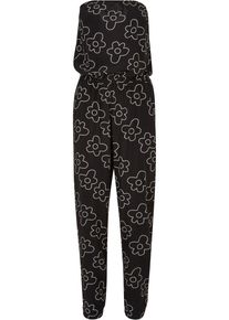 Urban Classics Damen Jumpsuit "Urban Classics Damen Ladies Viscose Bandeau Jumpsuit", schwarz-weiß, Gr. L, 100% Viskose, Overalls