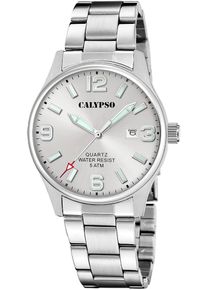 Calypso Watches Herren Quarzuhr "Basic", silber, Armbanduhren, Armbanduhr, Herrenuhr, Edelstahlarmband, analog, Tag