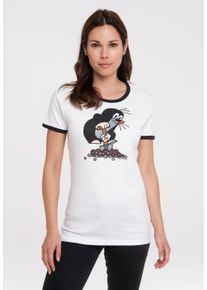 logoshirt Damen T-Shirt "Der kleine Maulwurf", weiß, casual, Gr. L, bedruckt, 100% Baumwolle, Shirts, mit lizenziertem Print