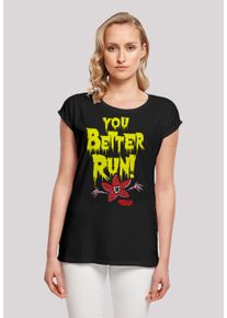 F4NT4STIC Damen T-Shirt "Stranger Things You Better Run", schwarz, casual, Gr. L, Obermaterial: 100% Baumwolle, Shirts, Premium Qualität