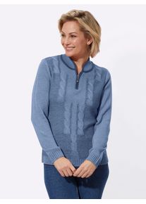 Classic Basics Damen Stehkragenpullover "Pullover", blau, Gr. 38, gemustert, 100% Polyacryl, Pullover