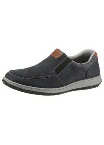 Slipper Rieker Gr. 45, blau (navy braun) Herren Schuhe Halbschuh, Freizeitschuh, Schlupfschuh mit modischer Blattnaht