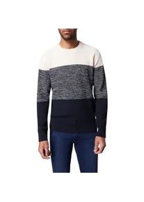 Rundhalspullover Pierre Cardin Gr. L, blau (navy blazer) Herren Pullover in Colorblocking-Optik, pflegeleichter Strickqualität