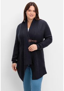 sheego by Joe Browns Große Größen Longstrickjacke mit Schalkragen und Zipfelsaum Gr. 56/58 blau von sheego für Damen