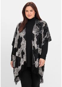sheego by Joe Browns Große Größen Cape im Kimonostil mit Samt- und Ausbrennerdetails Gr. 1 schwarz von sheego für Damen