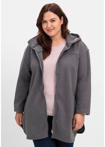 Große Größen Kapuzenjacke mit Stehkragen und Reißverschluss Gr. 52 grau von sheego für Damen