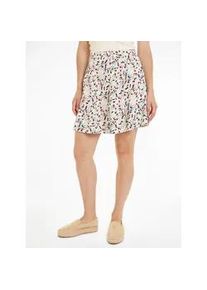 Minirock Tommy Hilfiger "SMALL RIBBON SHORT SKIRT" Gr. 42, beige (ecru) Damen Röcke Webrock mit Allover-Muster