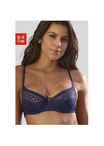 Balconnet-BH Lascana "Nina" Gr. 80, Cup C, blau (dunkelblau) Damen BHs mit Bügel, abnehmbarem Kettenaccessoire, sexy Dessous