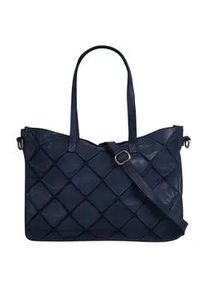 Shopper Samantha Look Gr. B/H/T: 40cm x 28cm x 10cm onesize, blau Damen Taschen echt Leder, Made in Italy