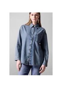 Jeansbluse STREET ONE STUDIO Gr. 44, blau (light wash) Damen Blusen aus softem Materialmix