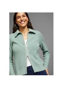 Cardigan Laura Scott Gr. 48/50 (XL), grün (mint-melange) Damen Strickjacken mit Troyer Kragen - NEUE KOLLEKTION