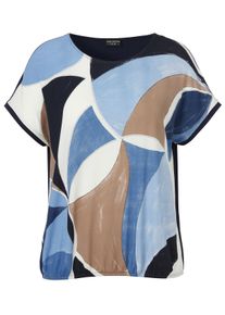 Via Appia Due Große Größen Blusenshirt mit Frontdruck und Gummizugsaum Gr. 42 blau für Damen