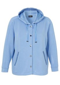 Via Appia Due Große Größen Kapuzensweatjacke aus Scuba, mit Strassdetails Gr. 54 blau für Damen
