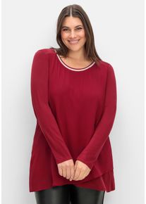 Große Größen Blusenshirt mit doppellagigem Vorderteil Gr. 56/58 rot von sheego für Damen