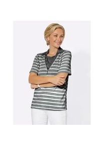 Poloshirt Classic Basics "Poloshirt" Gr. 40, schwarz-weiß (schwarz, weiß, geringelt) Damen Shirts