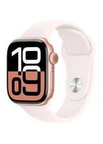 Smartwatch Apple "Watch Series 10 Aluminium" Smartwatches Gr. 42mm, Cellular, M/L, Sport Band, rosegold (rosa, rosegold)