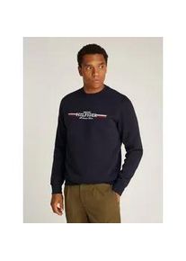 Sweatshirt Tommy Hilfiger "HILFIGER STRIPE SWEATSHIRT" Gr. S, blau (desert sky) Herren Sweatshirts mit mehrfarbigen Print