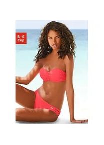 Bügel-Bandeau-Bikini Buffalo Gr. 44, Cup D, rot (hummer) Damen Bikini-Sets trendiger Look, mit abnehmbaren Trägern, geflochtenen Details