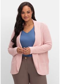 Große Größen Verschlusslose Strickjacke mit Schalkragen Gr. 54 rosa von sheego für Damen