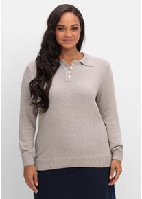 Große Größen Pullover mit Polokragen, in melierter Optik Gr. 50 braun von sheego für Damen