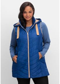 Große Größen Steppweste mit Kapuze und Kontrastdetails Gr. 40 blau von sheego für Damen