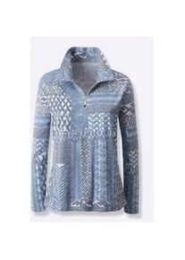 Langarmshirt Classic Basics "Winter-Shirt" Gr. 50, blau (bleu, grau, bedruckt) Damen Shirts