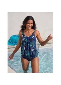 Tankini-Top feel good Gr. 42, Cup D, blau (marine-royalblau-bedruckt) Damen Bikini-Oberteile