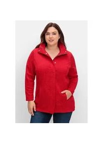 Fleecejacke sheego "Große Größen" Gr. 46, rot Damen Jacken aus meliertem Strickfleece