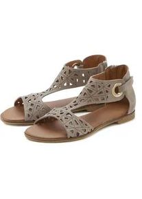 Sandale Lascana Gr. 35, grau (taupe) Damen Schuhe Sandalette, Sommerschuh aus hochwertigem Leder mit Cut-Outs