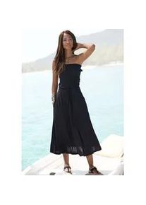 Bandeaukleid Lascana Gr. 42, N-Gr, schwarz Damen Kleider in Midilänge, schulterfreies Sommerkleid, Strandkleid, Basic