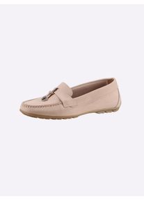 Heine Damen Mokassin, Gr. 40, rosa, Leder, Rindsleder, Nubukleder, modisch, Schuhe