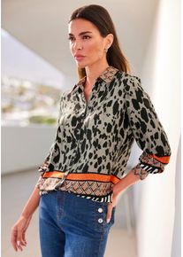 Heine Damen Druckbluse, bunt, Gr. 38, gemustert, animal-print, mehrfarbig, 100% Viskose, Blusen