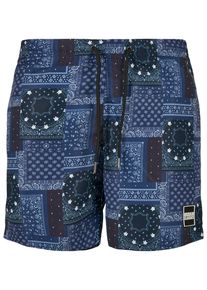 Urban Classics Herren Badeshorts "Urban Classics Herren Pattern Swim Shorts", blau, Gr. L, 100% Polyester, Badehosen