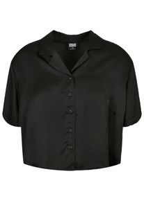 Urban Classics Damen Karohemd "Urban Classics Damen Ladies Viscose Satin Resort Shirt", schwarz, Gr. 4XL, unifarben, 100% Viskose, Hemden
