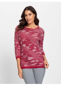 Damen Rundhalspullover "Pullover", rot, Gr. 40, gemustert, mehrfarbig, 50% Baumwolle, 50% Polyacryl, Pullover