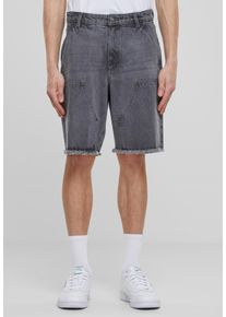 Urban Classics Herren Shorts "Urban Classics Open Edge Two Knee Denim Shorts", grau, Gr. 34, unifarben, 100% Baumwolle, Hosen