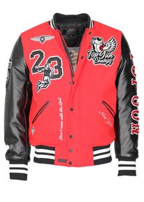Top Gun Herren Collegejacke "TG23004", rot, Gr. M, Obermaterial, Futter, Wattierung, Strick: 100% Polyester / Beschichtung Ärmel: 100% Polyurethan,
