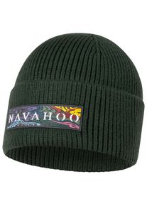 Navahoo Damen Strickmütze "Keksmagie 14", grün, Strick, Material: 50% Viskose, 30% Nylon, 20% Polyester, Mützen, Stylische Mütze mit großem Logodruck
