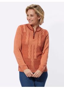 Classic Basics Damen Stehkragenpullover "Pullover", orange, Gr. 40, gemustert, 100% Polyacryl, Pullover