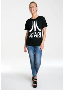 logoshirt Damen T-Shirt "Atari – Logo", schwarz-weiß, casual, Gr. XS, bedruckt, mehrfarbig, 100% Baumwolle, Shirts, mit lizenziertem Originaldesign