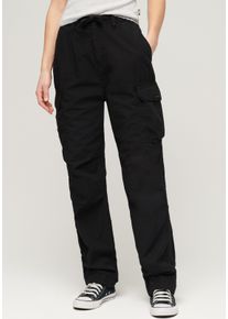 Superdry Damen Cargohose "LOW RISE PARA CARGO", schwarz, casual, Gr. 32, unifarben, Jersey, Obermaterial: 100% Baumwolle, Hosen