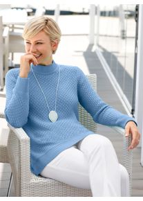 Classic Basics Damen Stehkragenpullover "Pullover", blau, Gr. 40, unifarben, 100% Polyacryl, Pullover